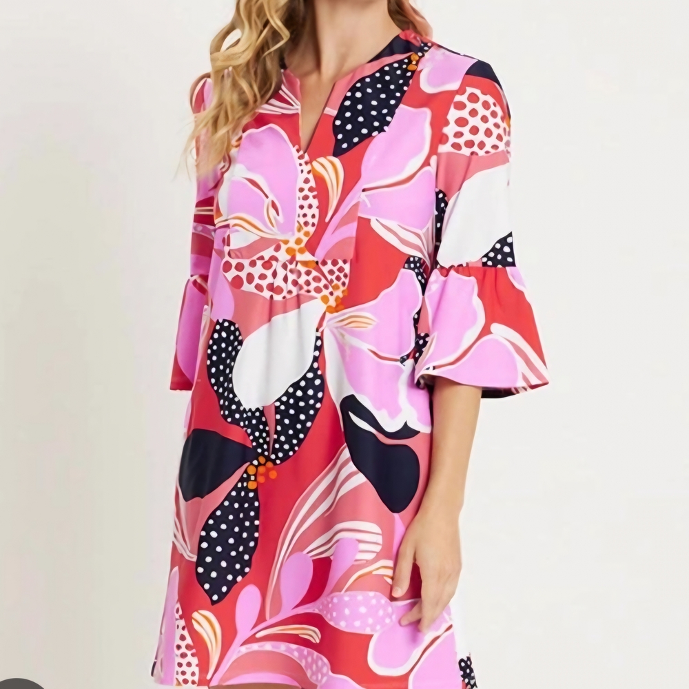 Jude Conally Floral Print Dress with Bell Sleeves